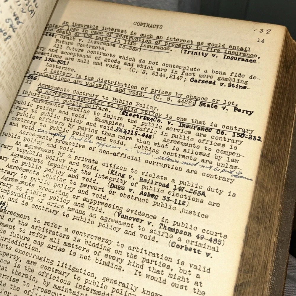 RARE 1926 Law Notes Given at Wake Forest College by Robert E Lee, North Carolina